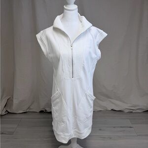 Fashion Women’s Zip Up Mini Clean Girl Athleisure White Dress Sz M